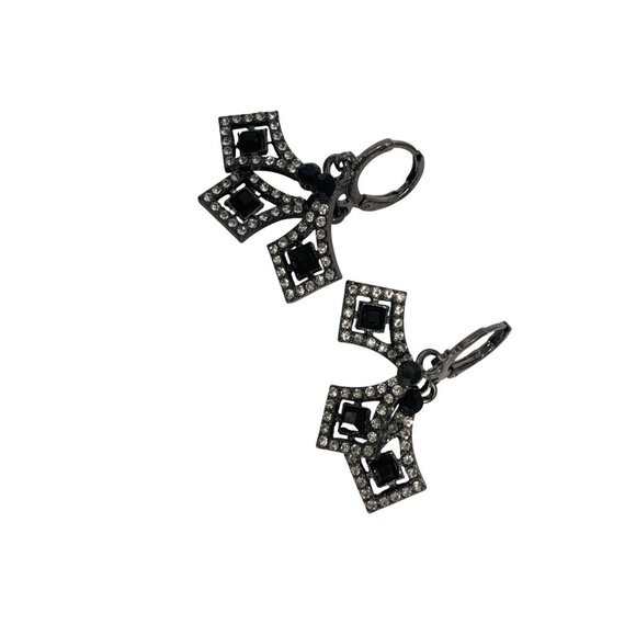 2/$24 Black Crystal Dangle Earrings With Rhinestone Detailing - Picture 5 of 7